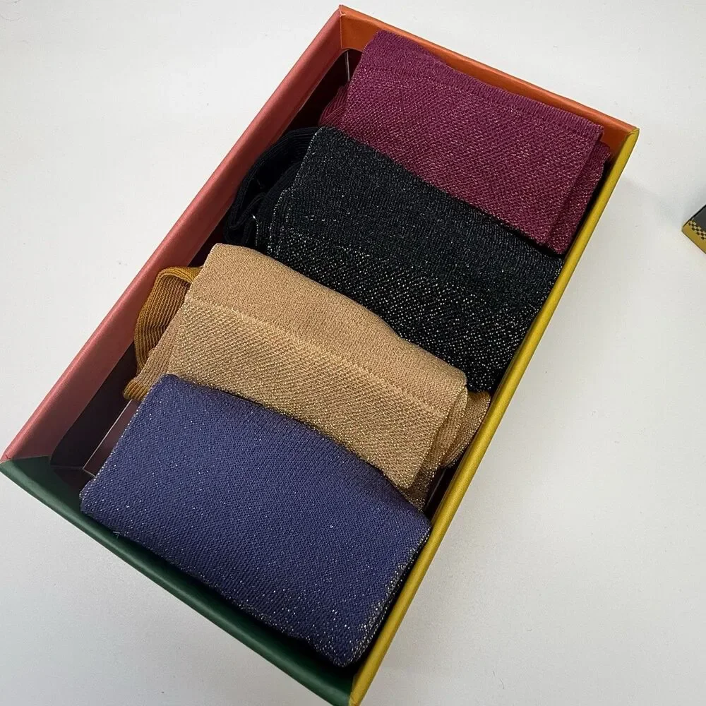BOMBAS Women 4 Piece Gift Box Sparkle Socks Sz M New